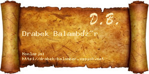 Drabek Balambér névjegykártya
